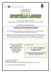 SPORTELLO  LAVORO - CICLO DI FORMAZIONE DI 5 INCONTRI - MARZO/APRILE 2024
